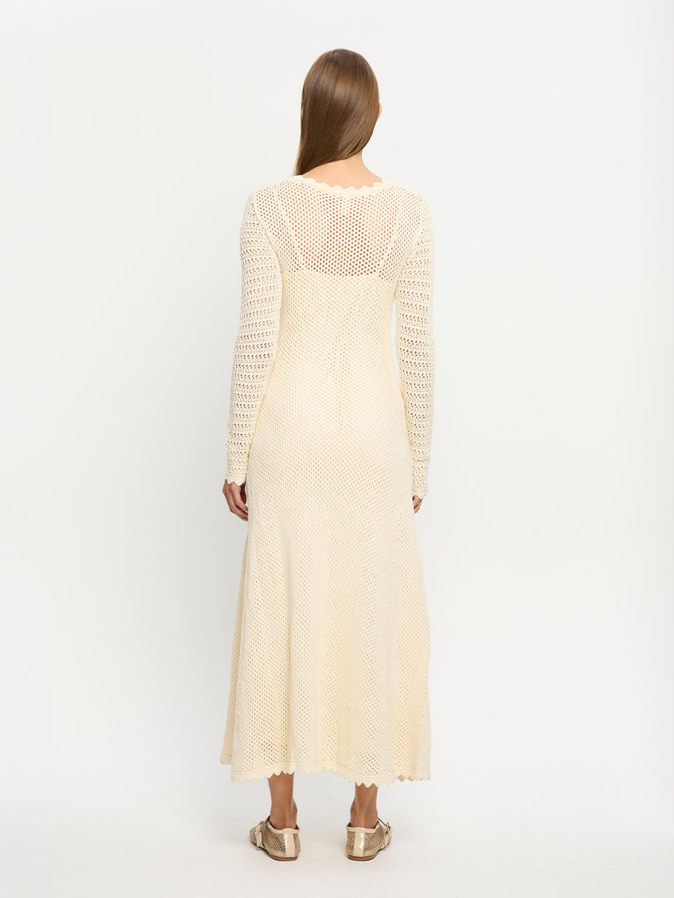 Ingrid Knit Midi Dress KIVARI | Model wears cream knit dress