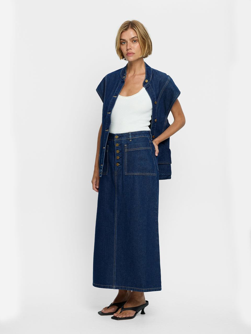 Remi Denim Midi Skirt