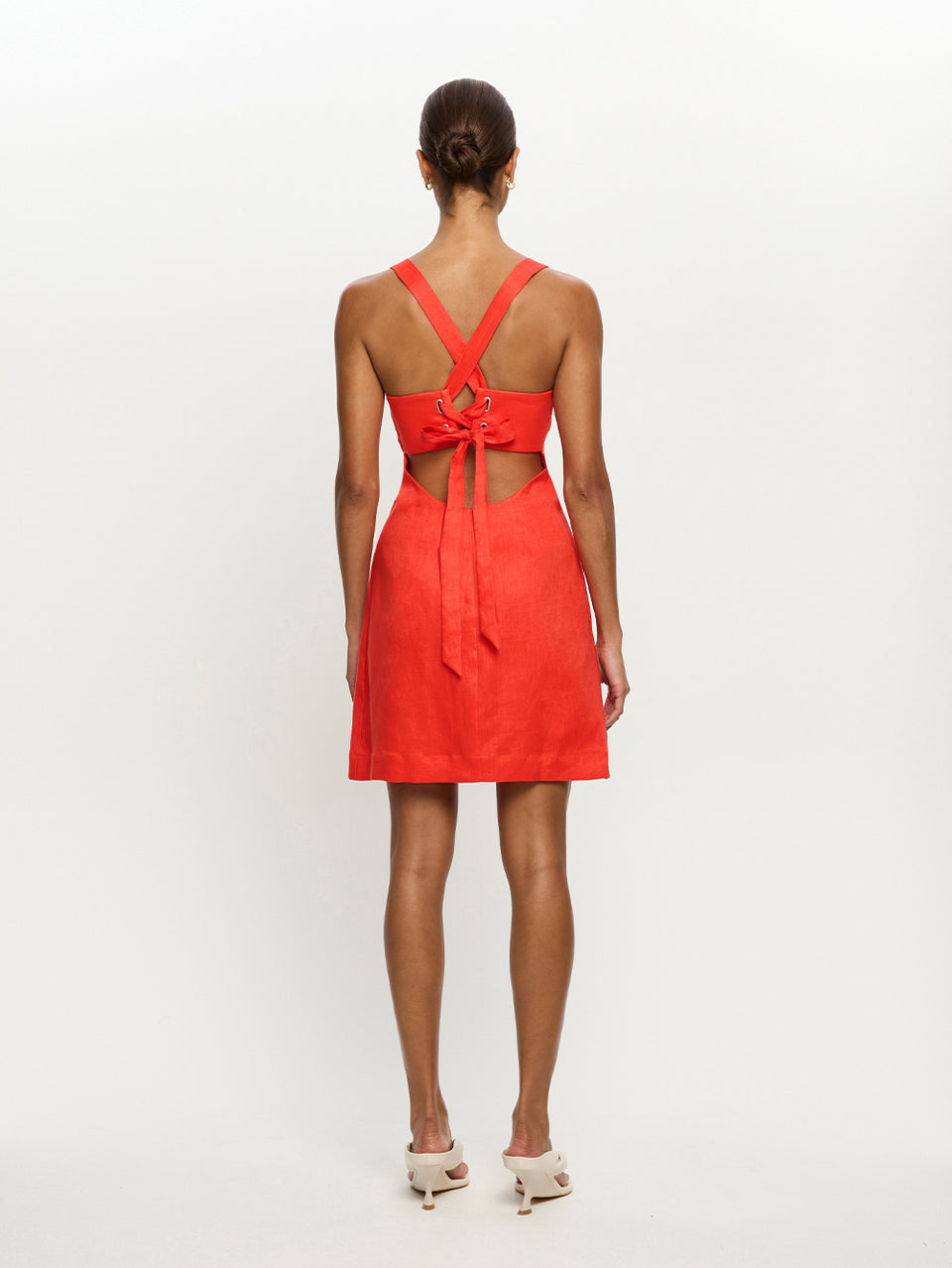 strapless open back dress Nala Tie Back Mini Dress | Square Neck Mini Dress