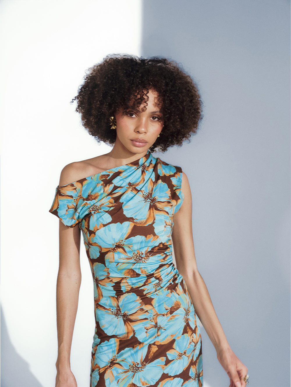 Nieve Jersey Maxi Dress - Aqua Floral | Floral Print Aqua Maxi