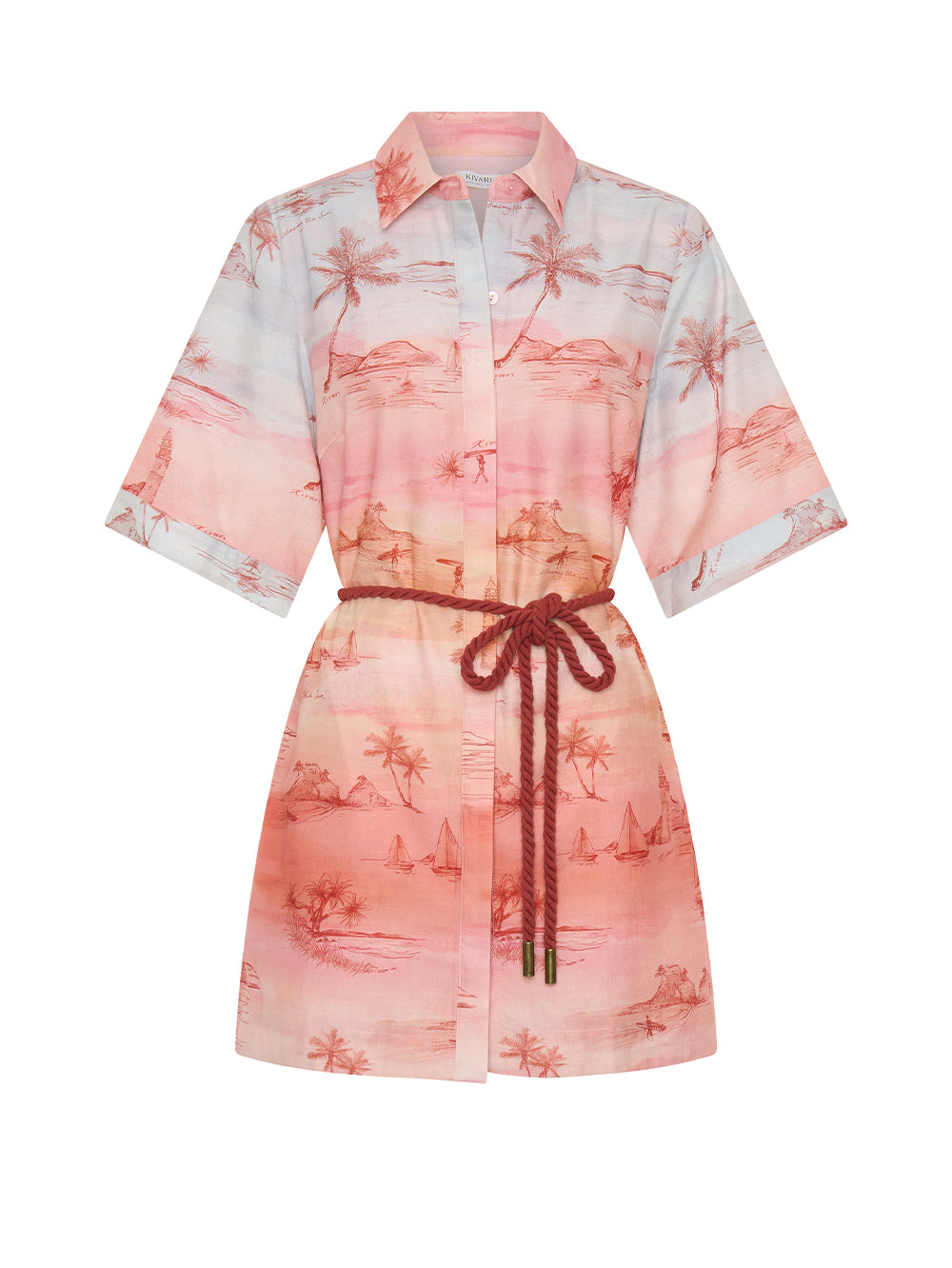Sunset Shirt Mini Dress | Ombre Sunset Costal Dress | KIVARI