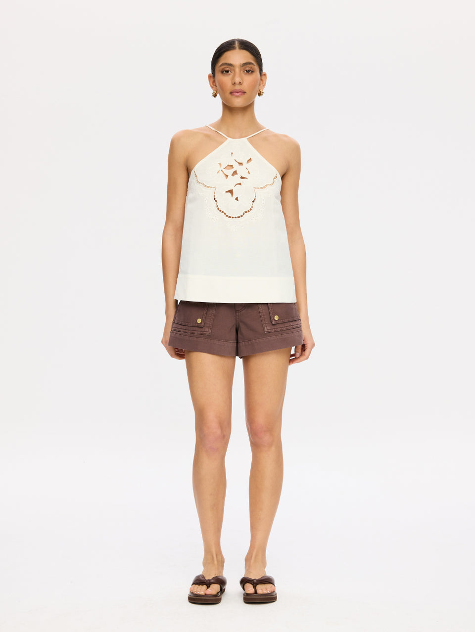T317IVO-Zafira Embroidery Halter Top-Ivory-01