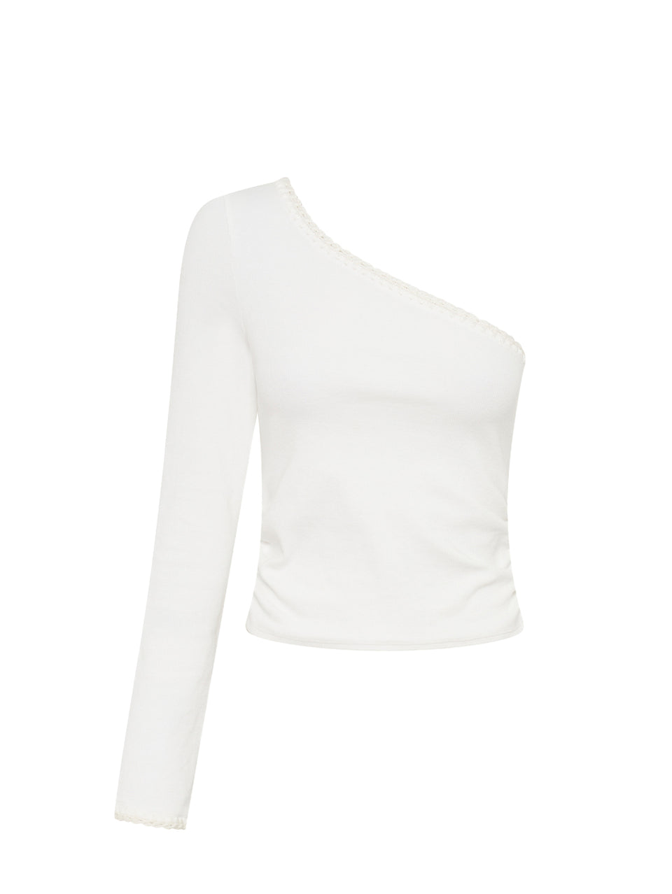 Tallulah One Shoulder Top Ivory KIVARI | White lone sleeve top