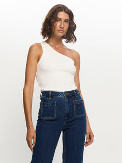 Tallulah One Shoulder Tank - Ivory