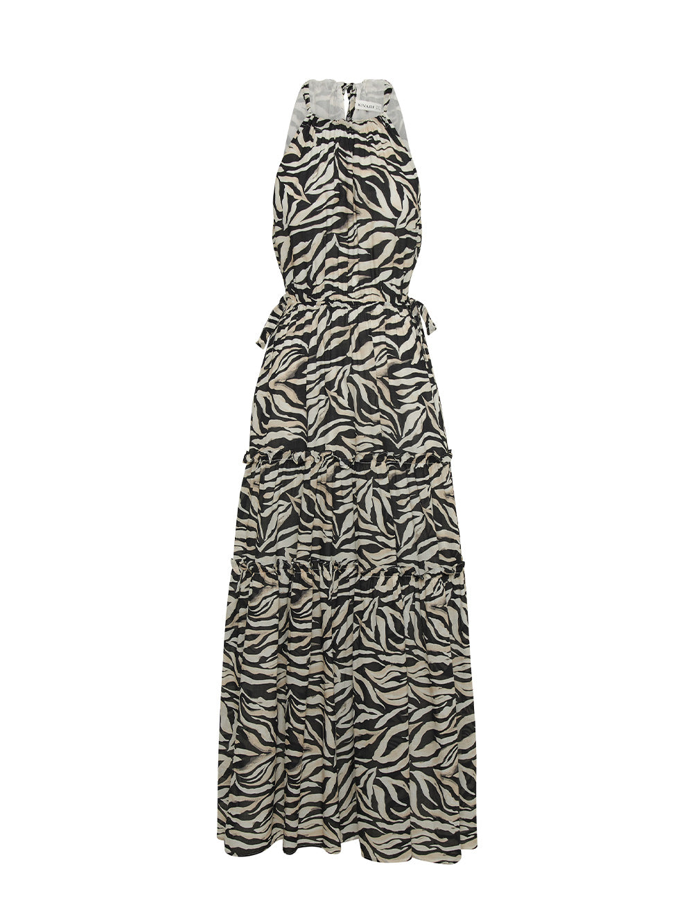 Zenya Halter Maxi Dress KIVARI | Zebra printed halterneck maxi dress
