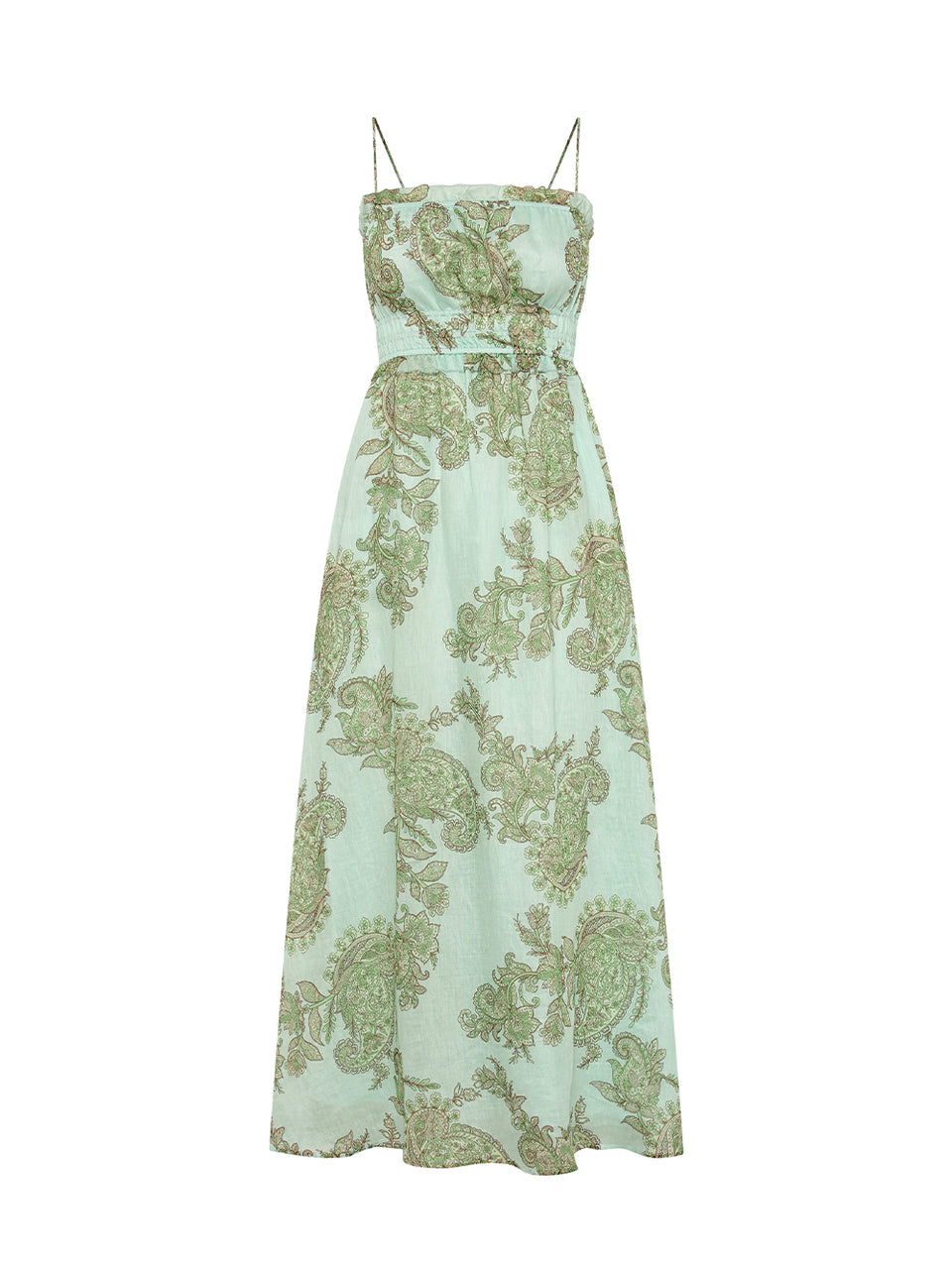 Zoe Strappy Midi Dress KIVARI | Aqua paisley midi dress