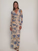 Giselle Mesh Maxi Dress KIVARI | Model wears blue and yellow mesh maxi dress