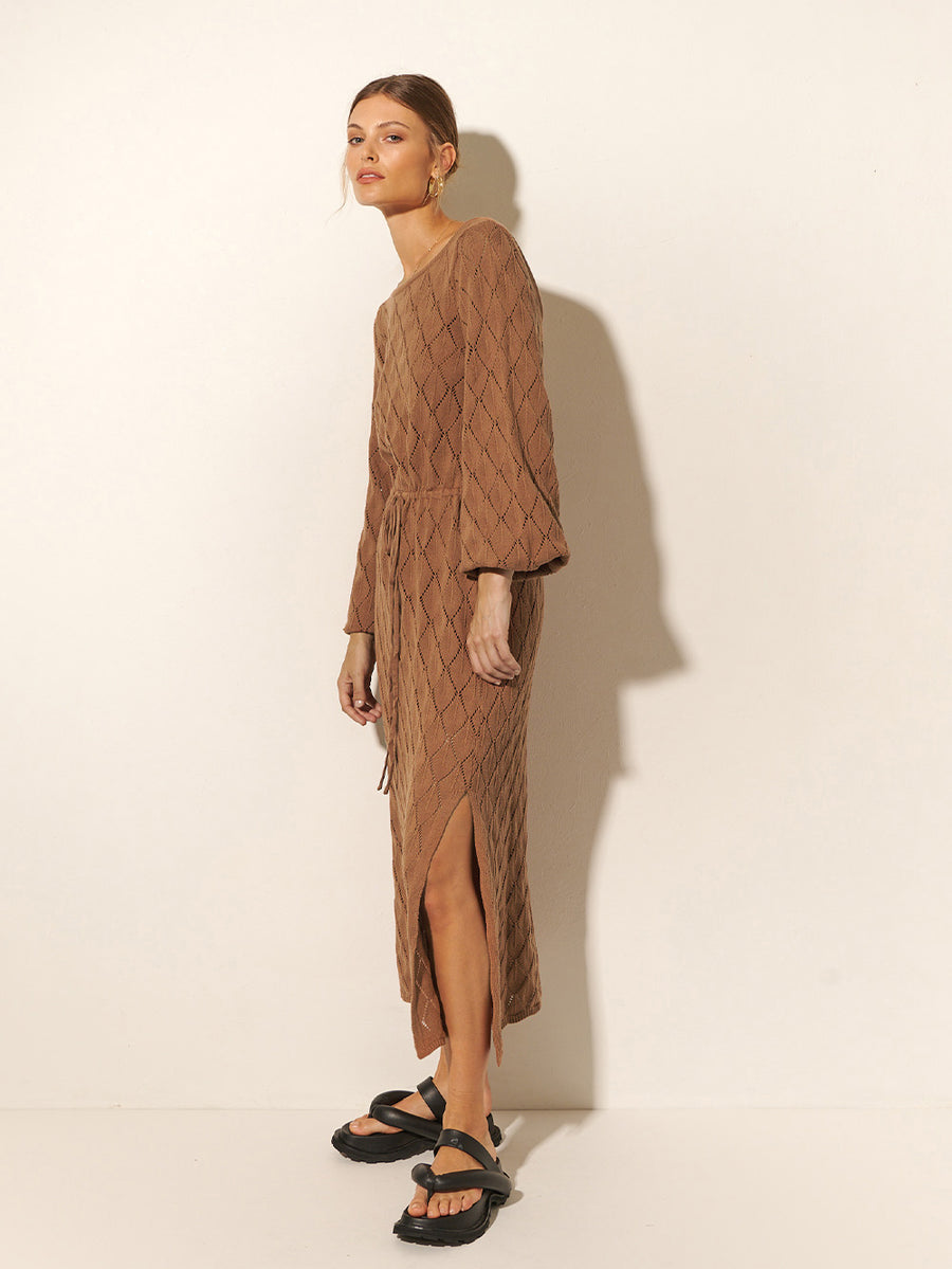 Claudia Knit Dress Cinnamon Brown Knit Dress KIVARI