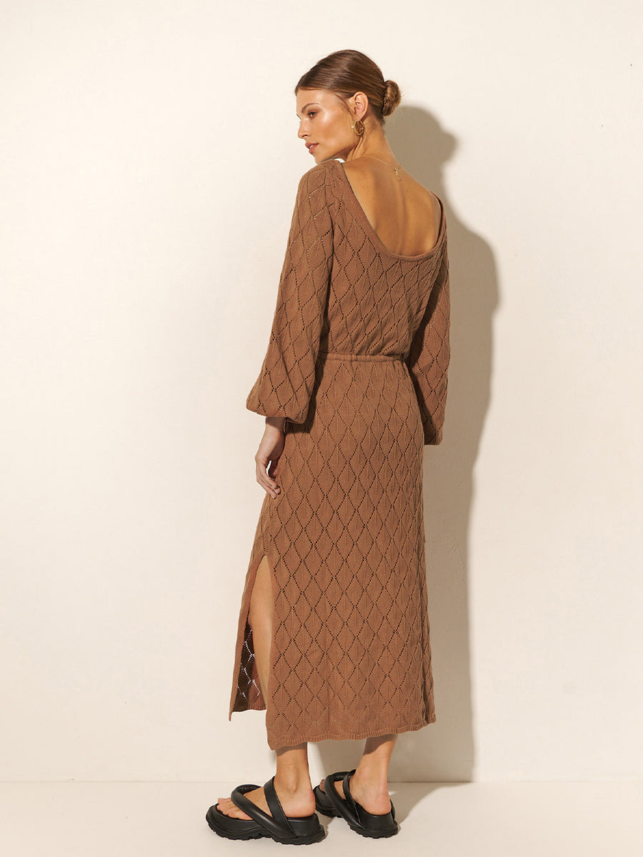 Claudia Knit Dress Cinnamon Brown Knit Dress KIVARI