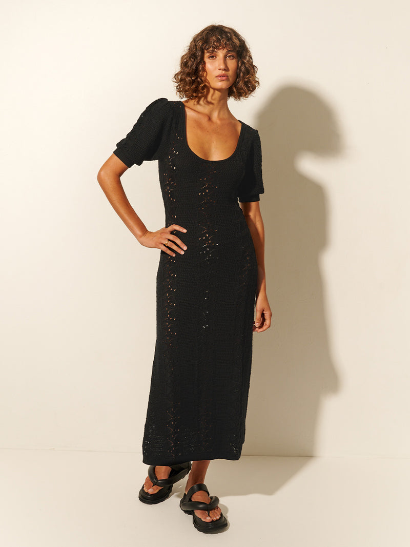 Helena Knit Midi Dress Black KIVARI