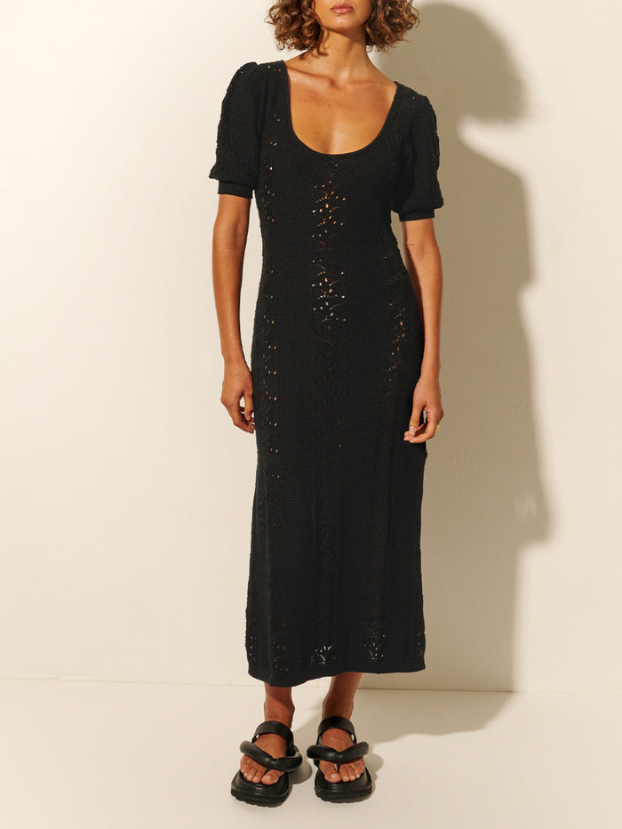 Helena Knit Midi Dress Black KIVARI