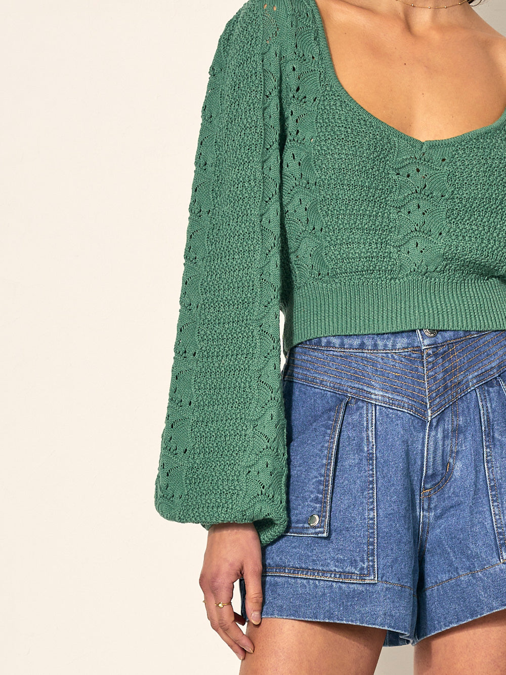 Helena Knit Top - Emerald