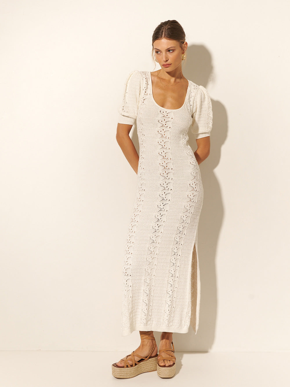 Helena Knit Midi Dress Ivory KIVARI
